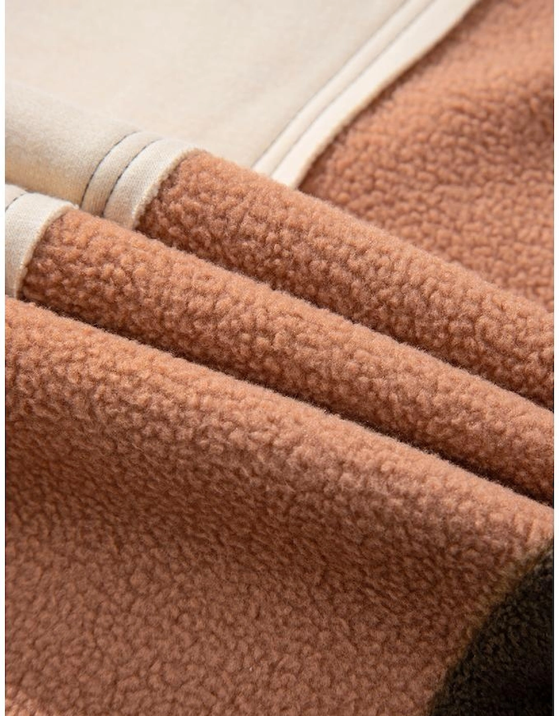 Brown Exposed Seam Colorblock Plus Size Hoodie