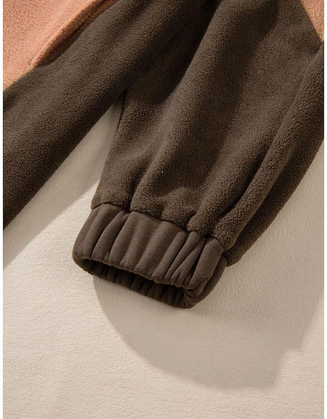 Brown Exposed Seam Colorblock Plus Size Hoodie