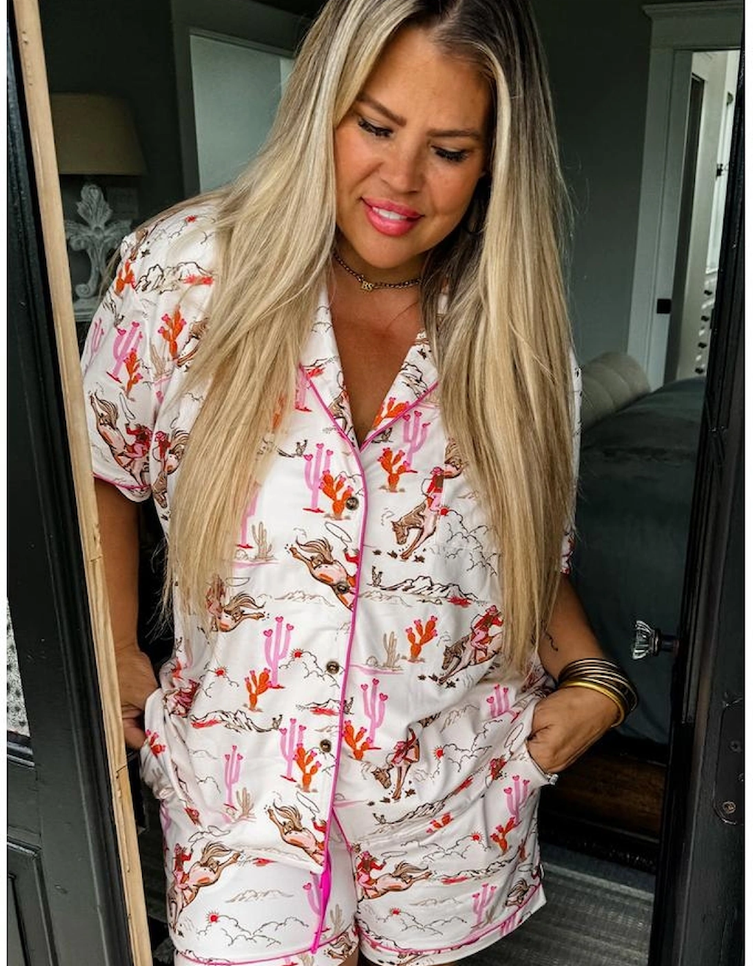 White Cowgirl Country Print Pajamas Set, 14 of 13