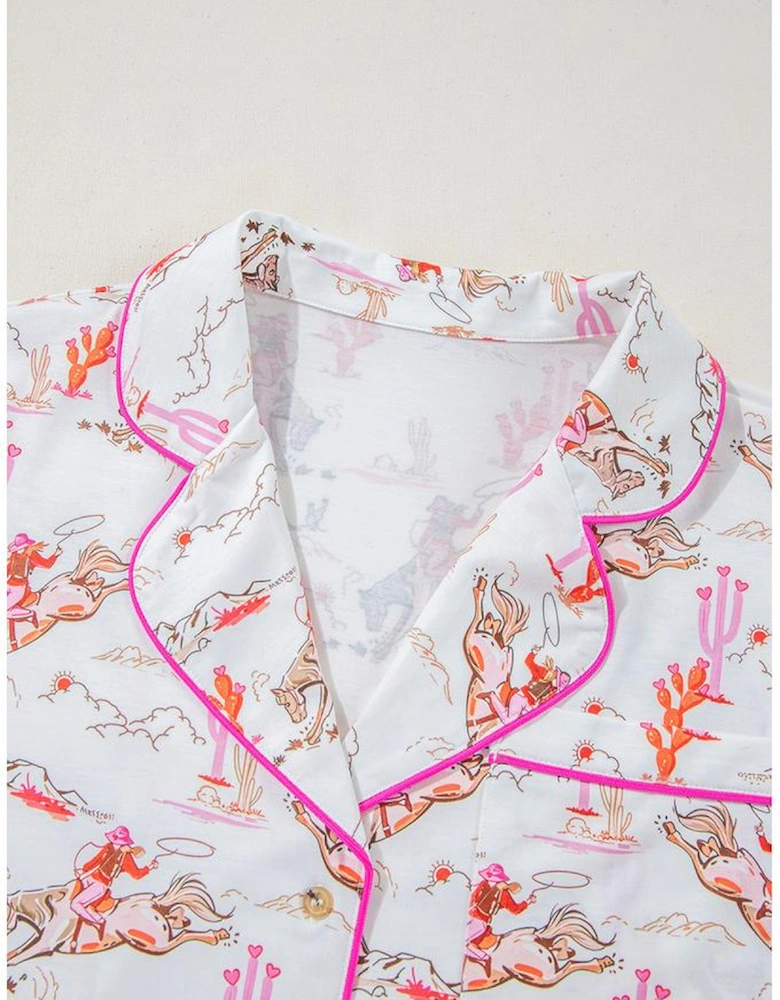 White Cowgirl Country Print Pajamas Set