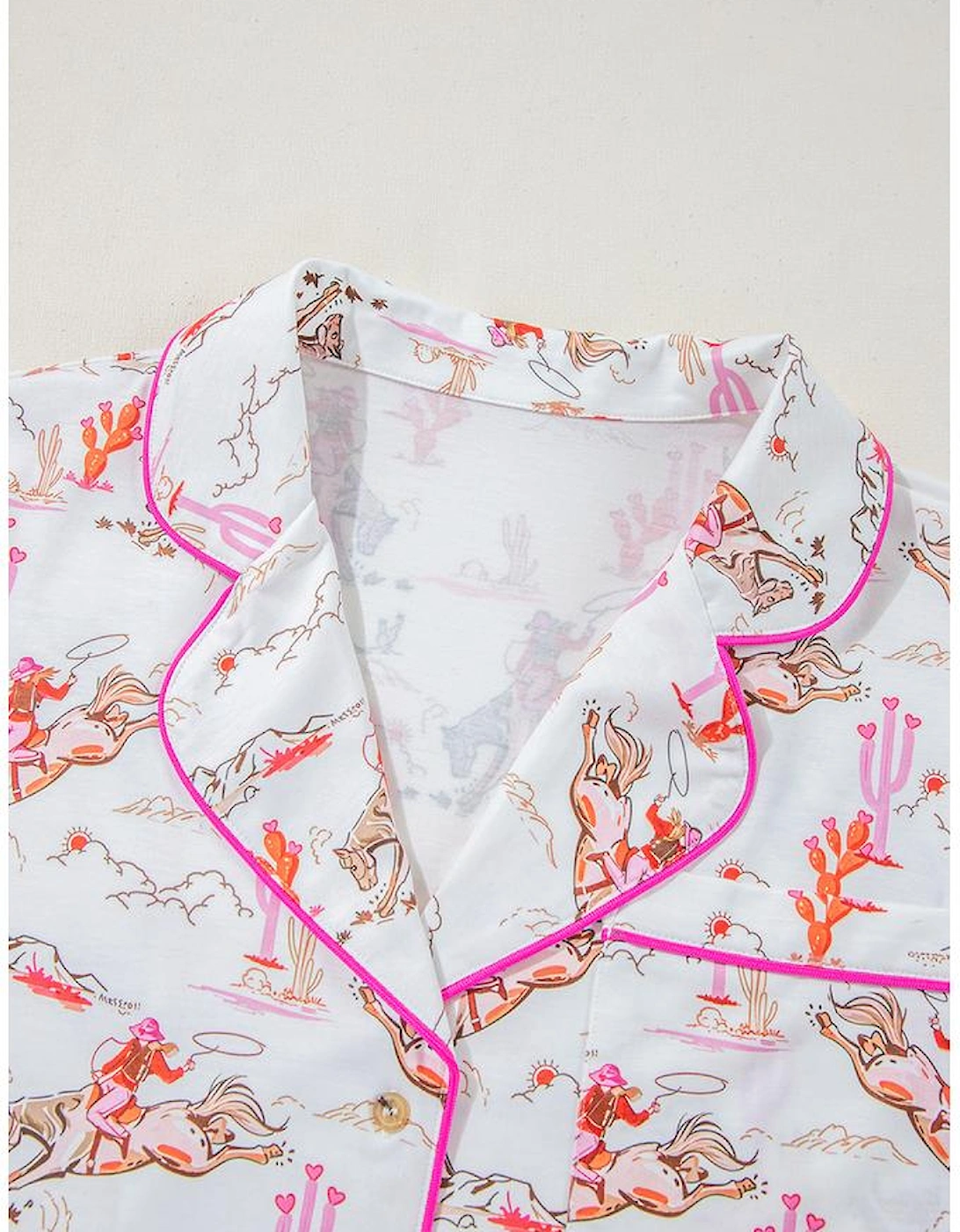 White Cowgirl Country Print Pajamas Set