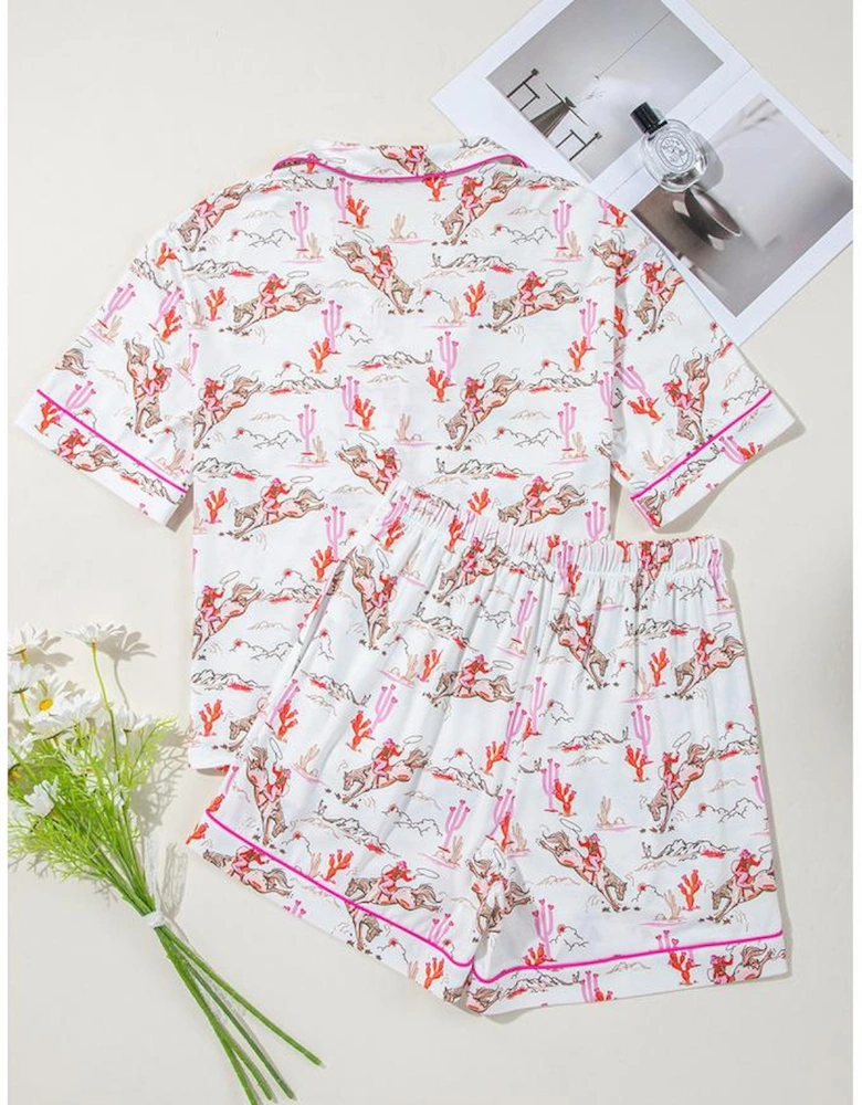 White Cowgirl Country Print Pajamas Set
