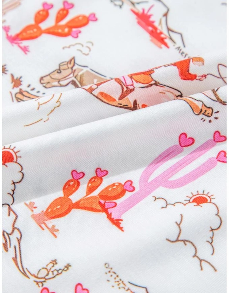 White Cowgirl Country Print Pajamas Set