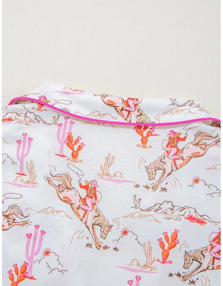 White Cowgirl Country Print Pajamas Set