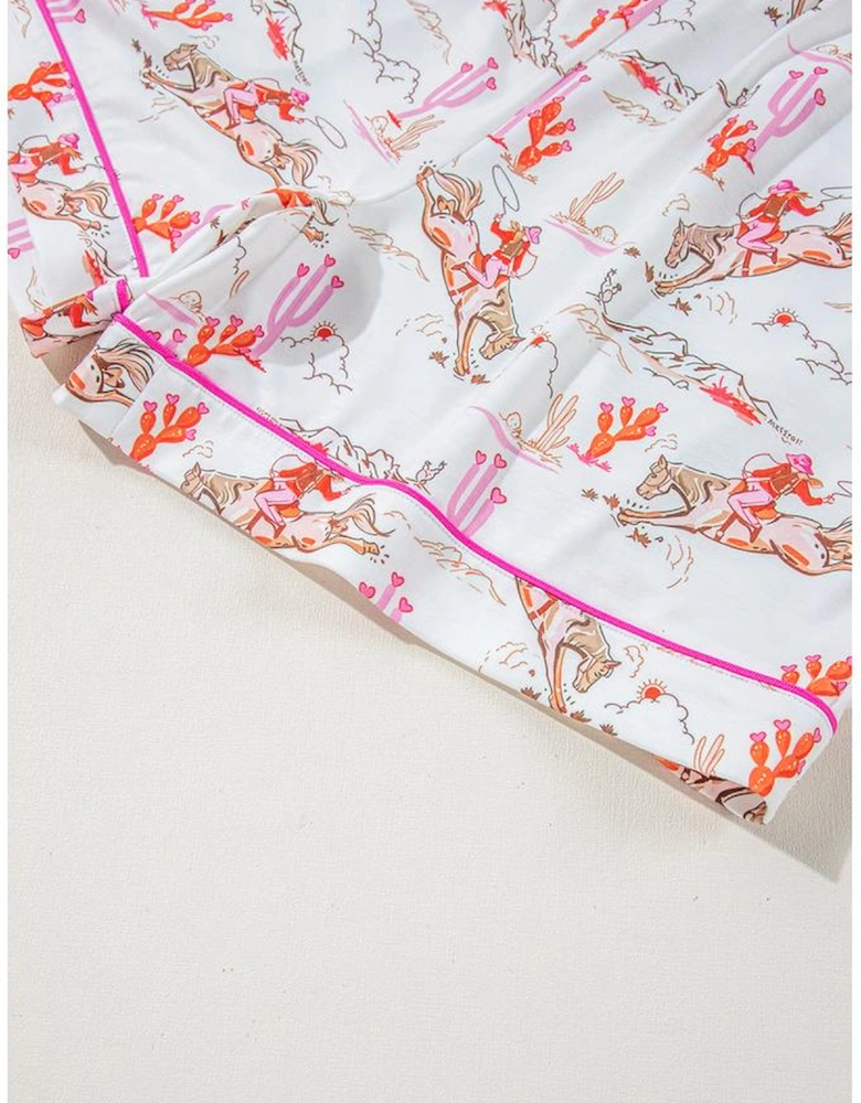 White Cowgirl Country Print Pajamas Set