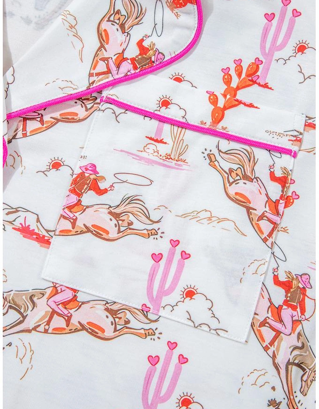 White Cowgirl Country Print Pajamas Set