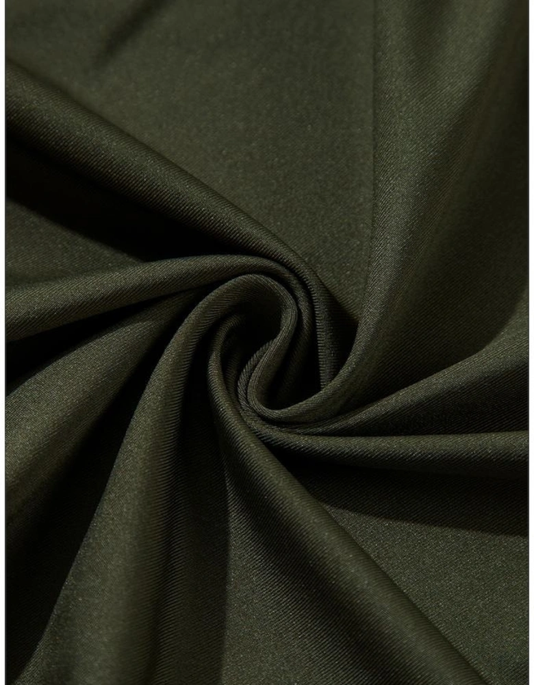 Moss Green Ruched Wrap V Neck Long Sleeve Bodysuit