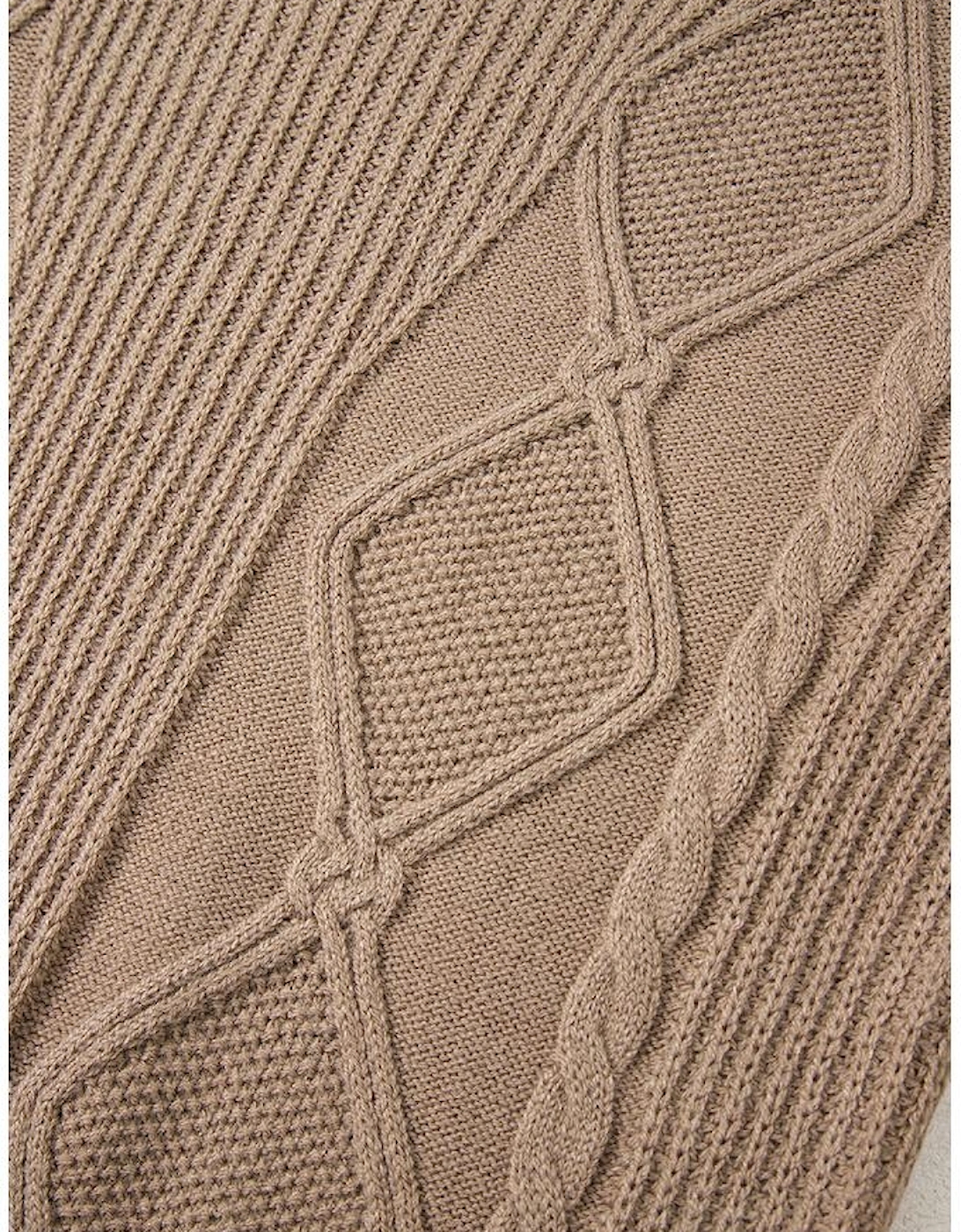 Smoke Gray Textured Knit High Neck Sweater T Shirt