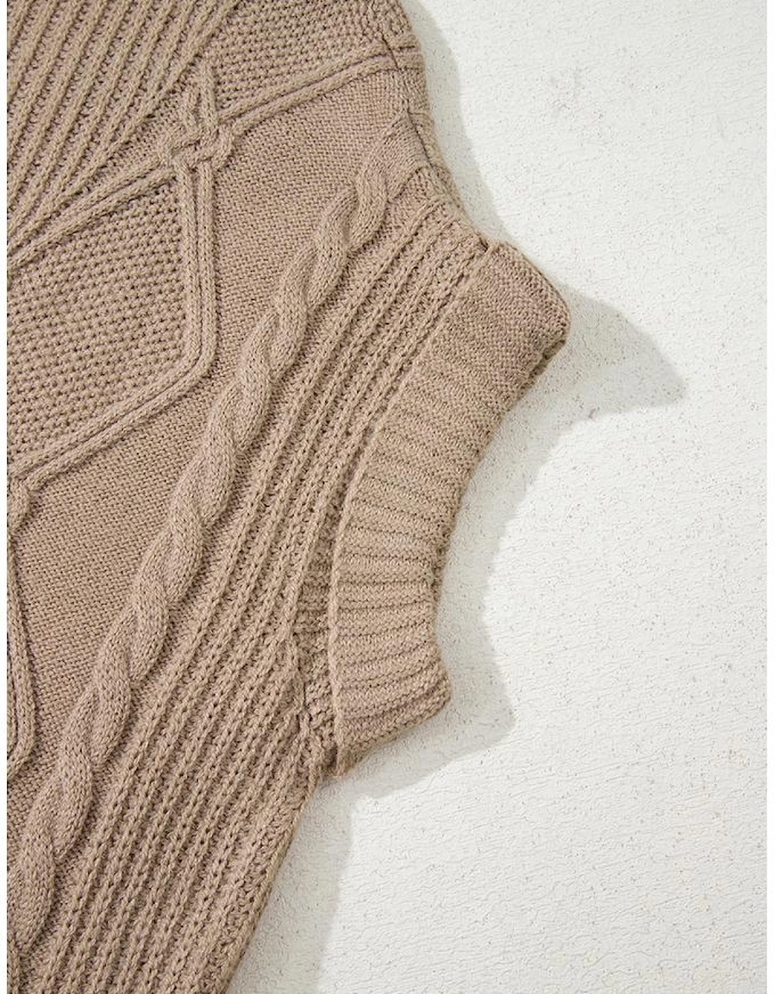 Smoke Gray Textured Knit High Neck Sweater T Shirt