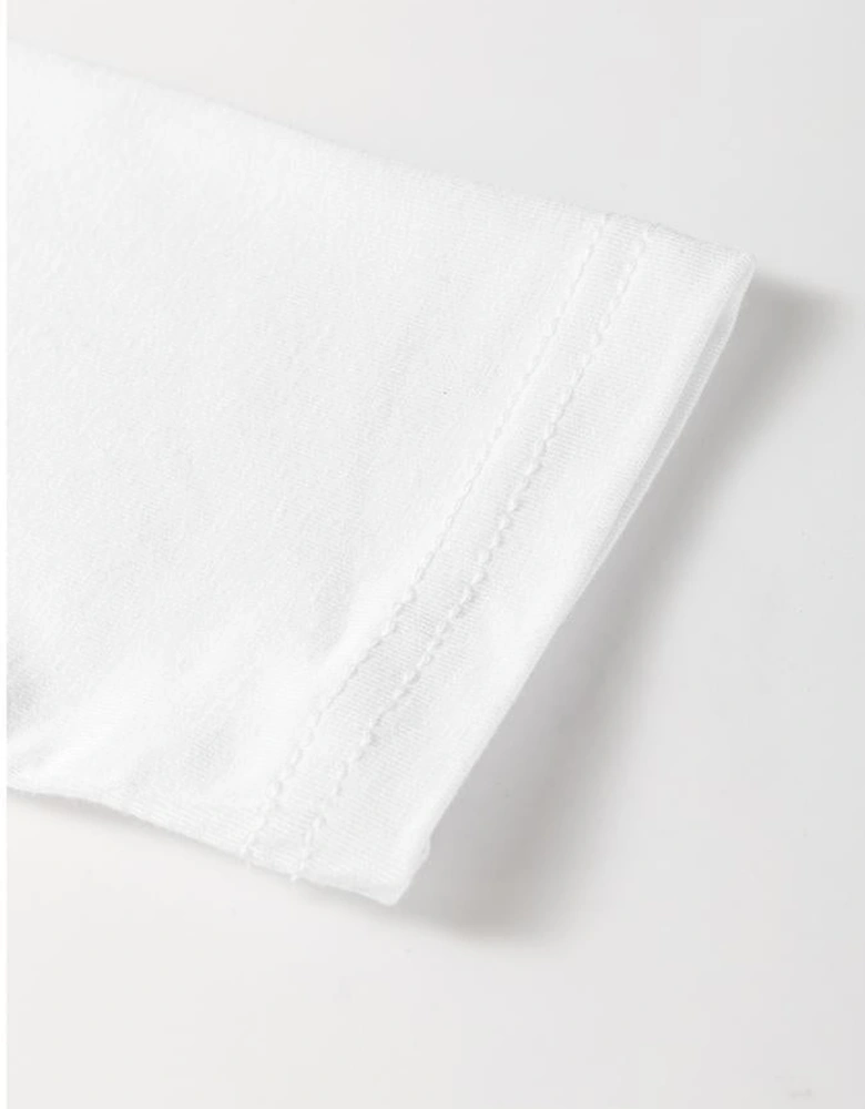 White U Neck Long Sleeve Bubble Hem Top