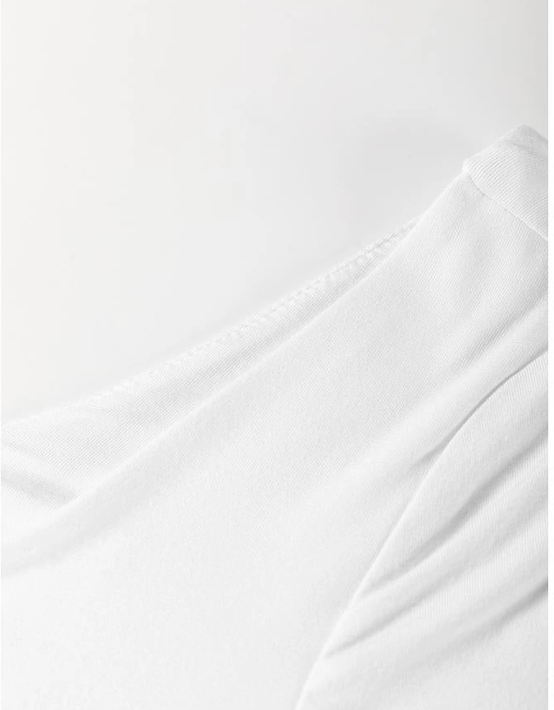 White U Neck Long Sleeve Bubble Hem Top