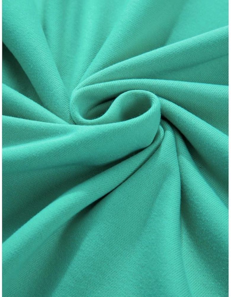 Aruba Blue Colorblock Patchwork Cross Seam Plus Sweatshirt