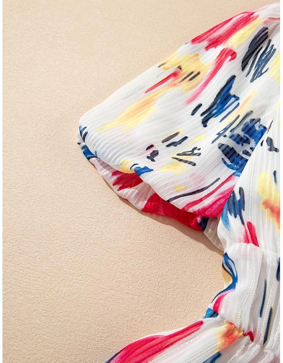 Rose Abstract Print Short Puff Sleeve Tiered Maxi Dress