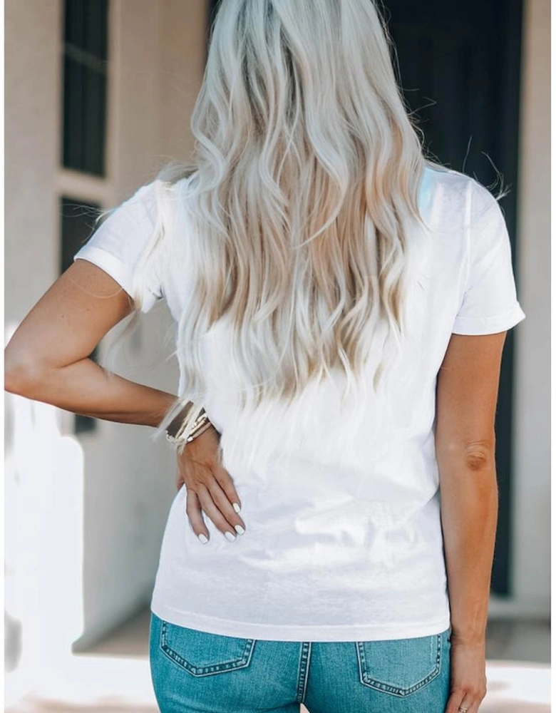 White Spooky Babe Bat Print Halloween Crewneck T Shirt