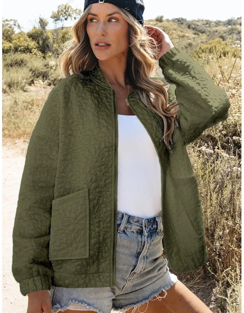 Jungle Green Floral Quilted Jacket