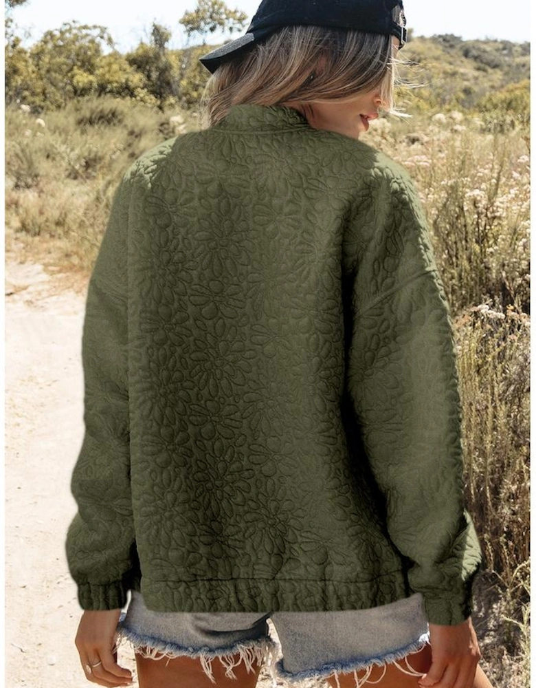 Jungle Green Floral Quilted Jacket