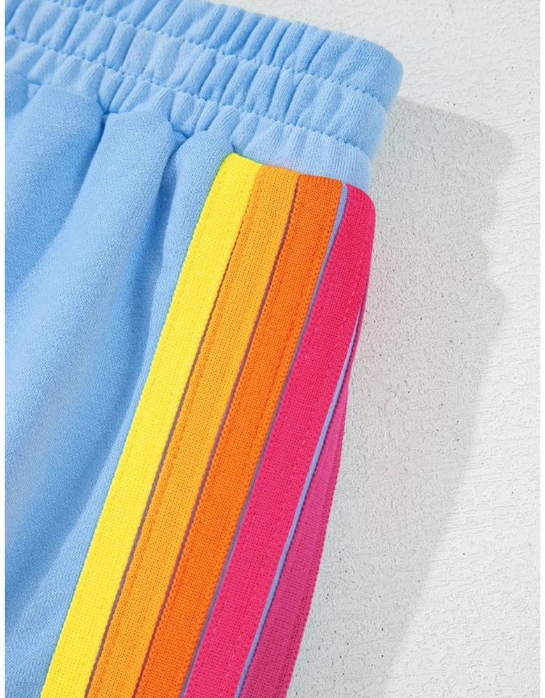 Beau Blue Striped Accent Pullover and Shorts Two Piece Casual Set