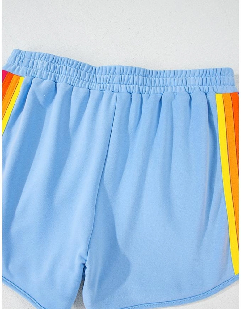 Beau Blue Striped Accent Pullover and Shorts Two Piece Casual Set