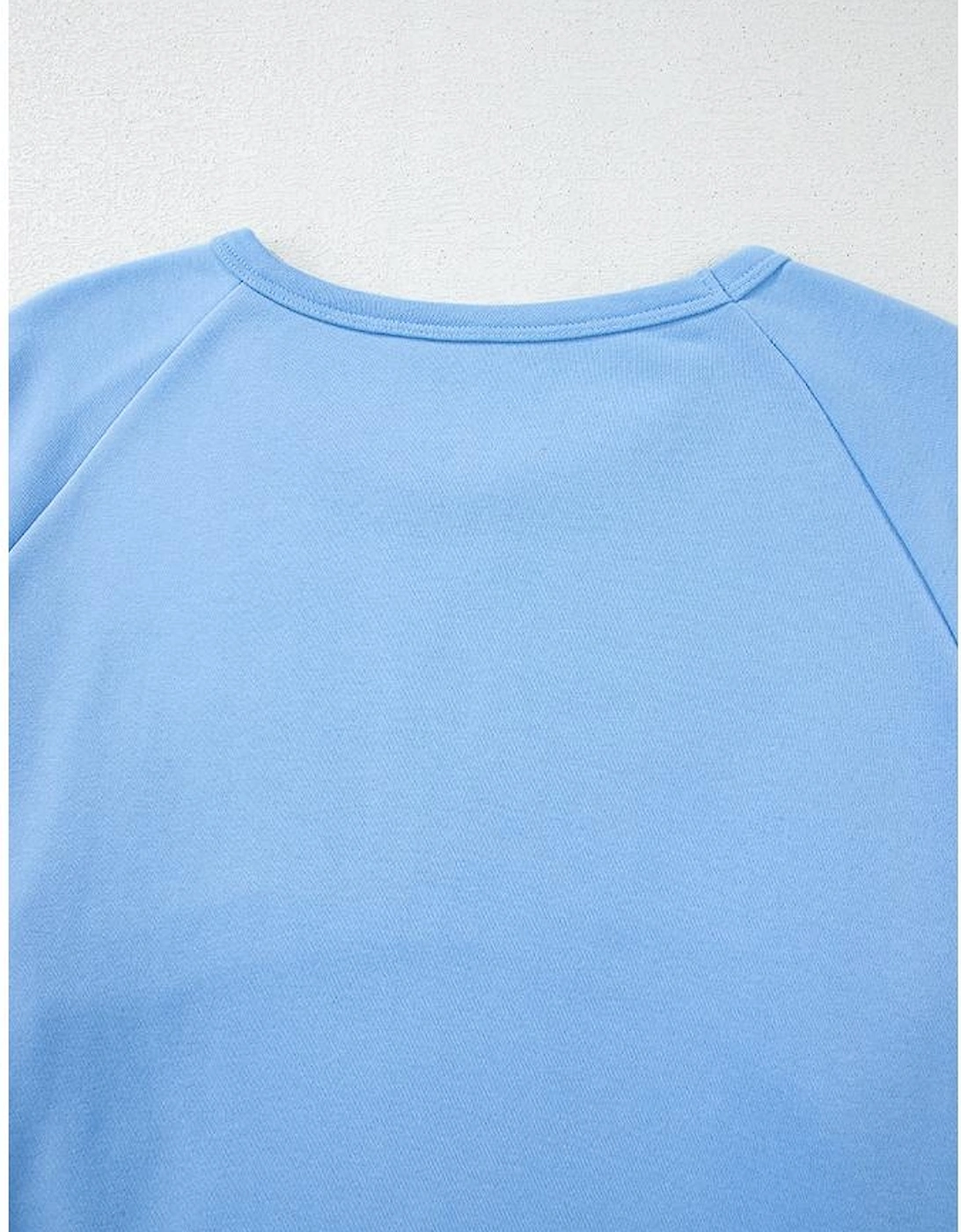 Beau Blue Striped Accent Pullover and Shorts Two Piece Casual Set