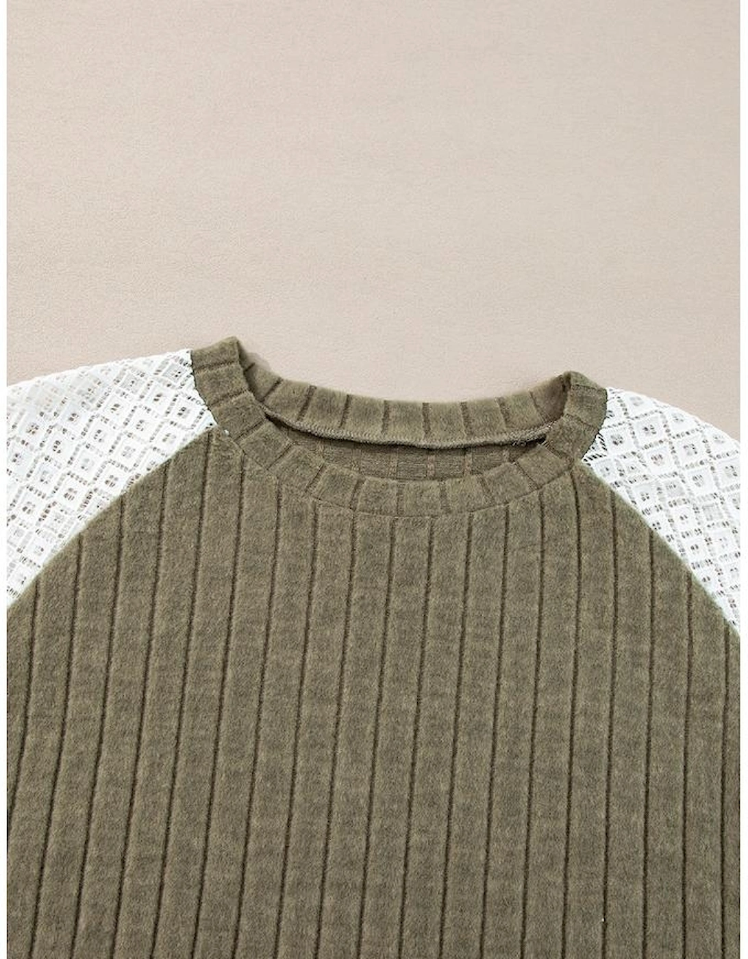 Vineyard Green Plus Size Textured Floral Patchwork Raglan Sleeve Blouse