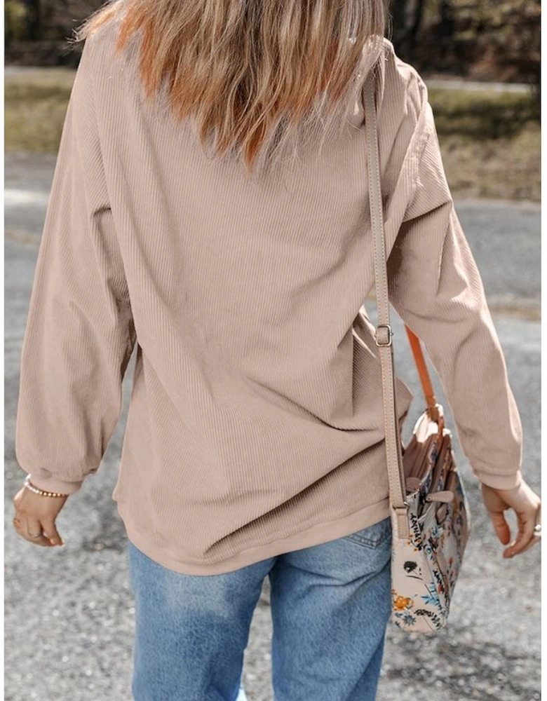 Apricot Twisted Rib FALL VIBE Graphic Baggy Sweatshirt
