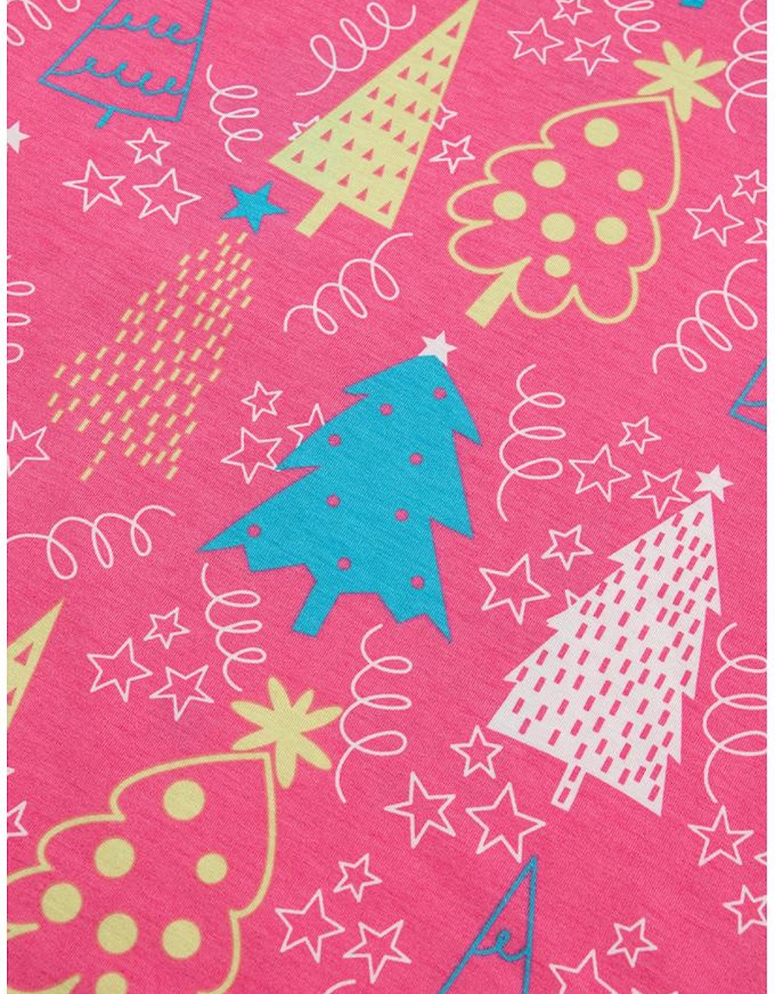 Rose Christmas Tree Print V Neck Tee and Pants Lounge Set