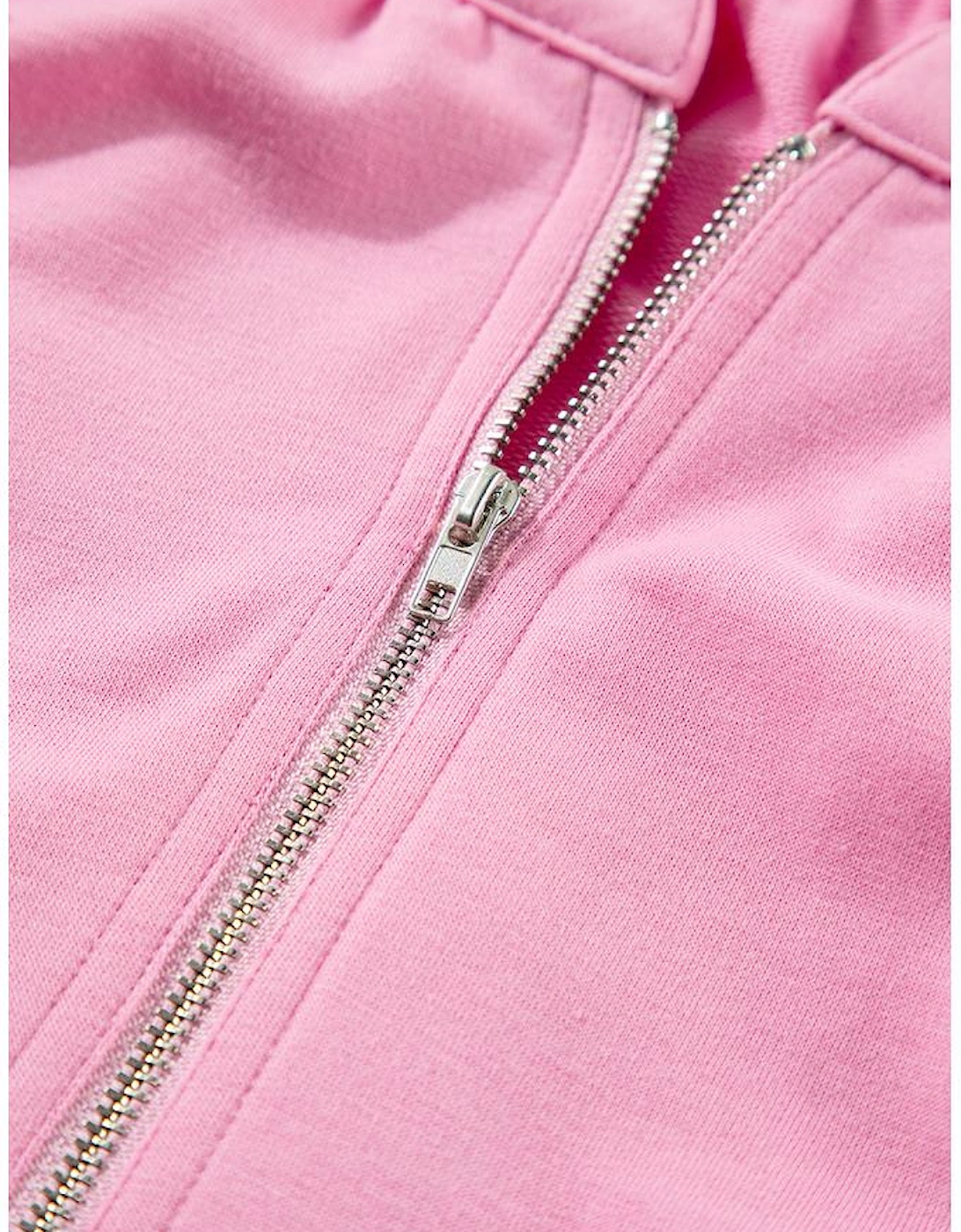 Pink Half Zip Puff Sleeve Top and Ruffled Shorts Set