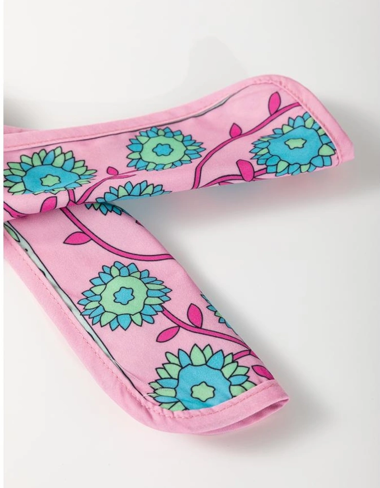 Pink Floral Shirred Puff Sleeve Buttoned Front Midi Dress with Sash