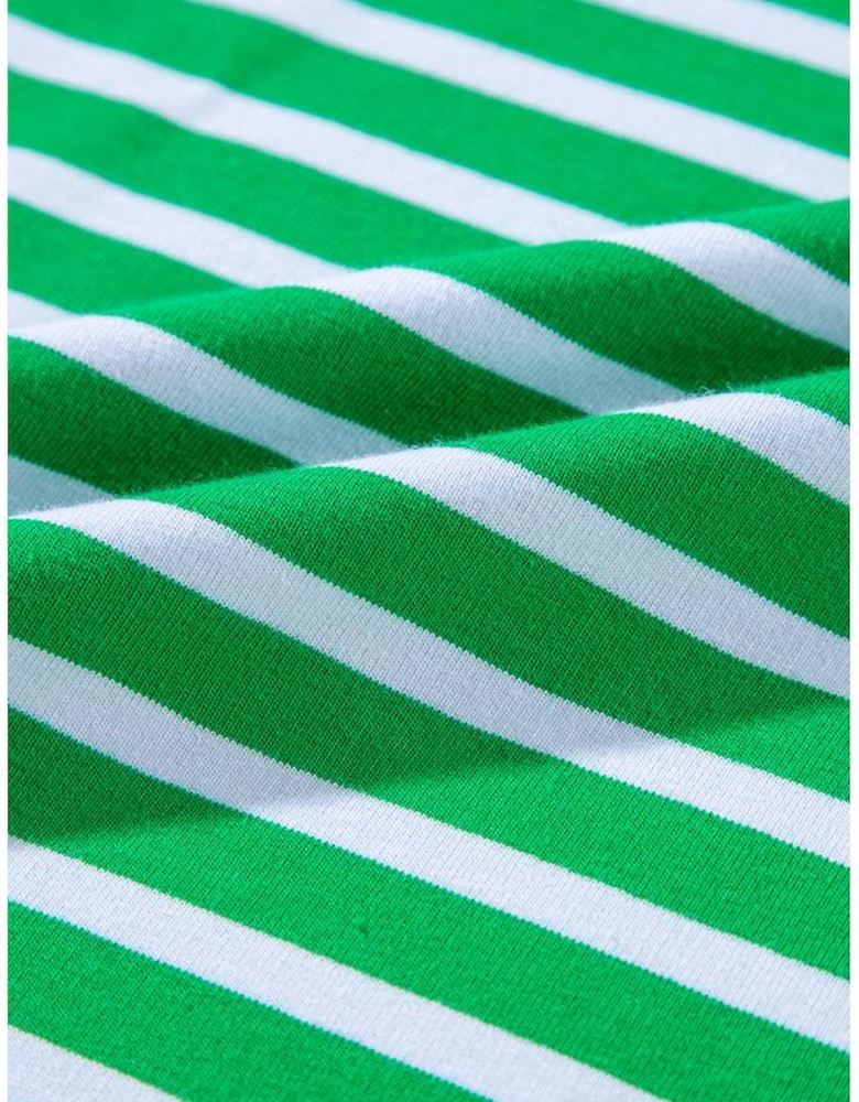 Dark Green Striped Cap Sleeve Tee and Shorts Set