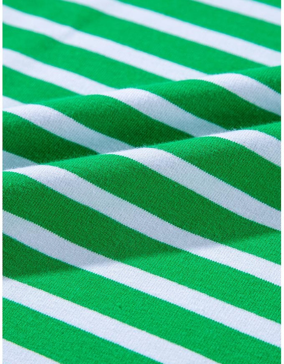 Dark Green Striped Cap Sleeve Tee and Shorts Set