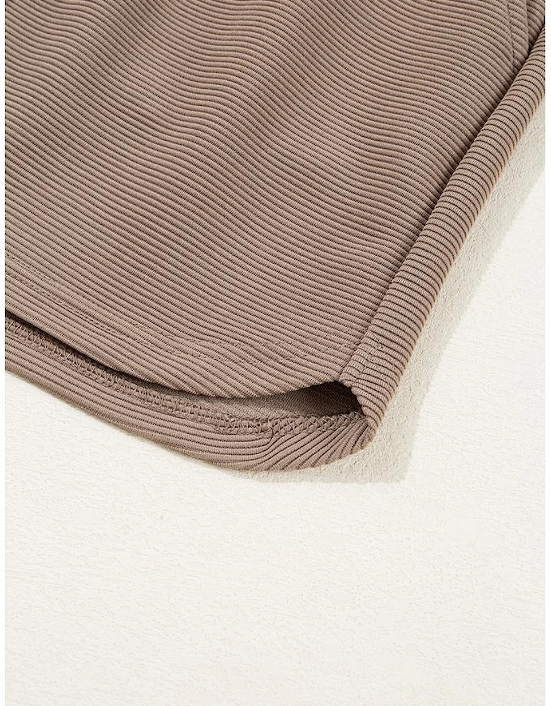 Dark Khaki Textured Short Sleeve Half Zip Drawstring Waist Romper