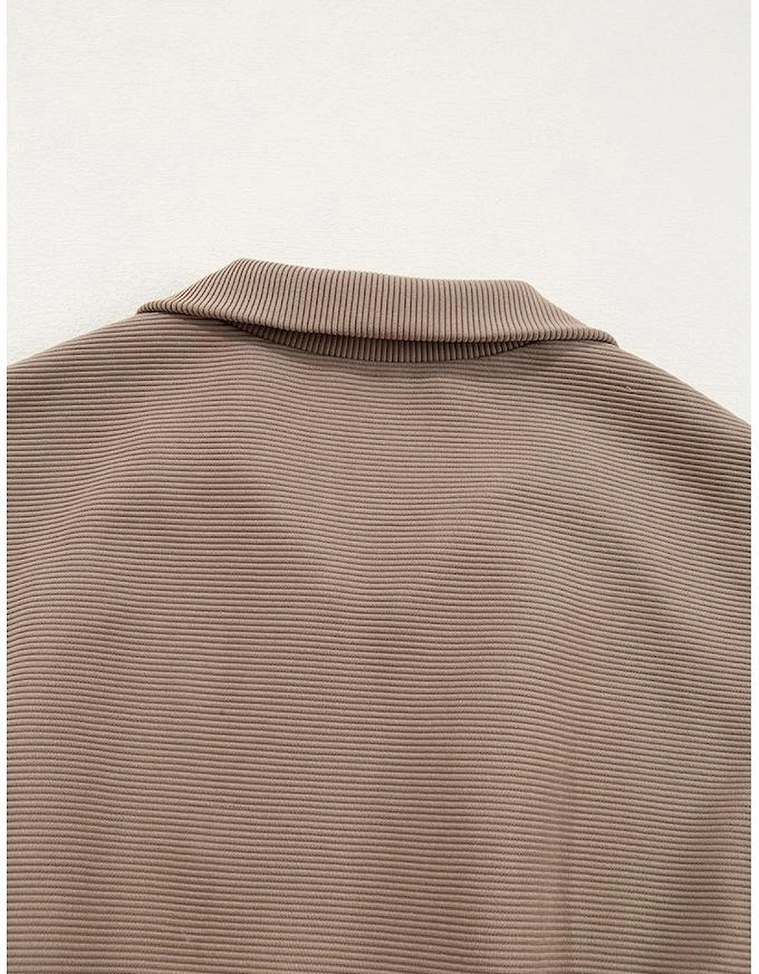 Dark Khaki Textured Short Sleeve Half Zip Drawstring Waist Romper