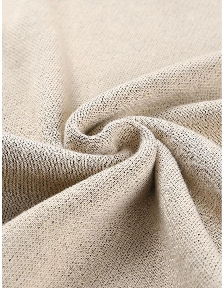 Khaki Leopard High Neck Side Slit Oversized Sweater