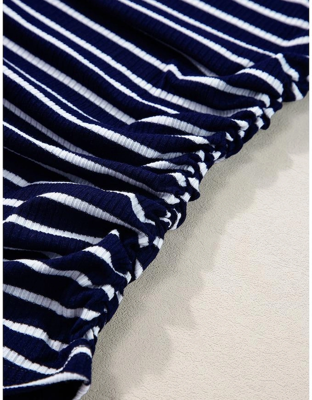 Blue Stripe Contrast Round Neck Sleeveless Slim Top