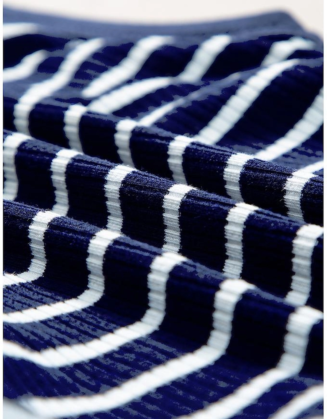 Blue Stripe Contrast Round Neck Sleeveless Slim Top