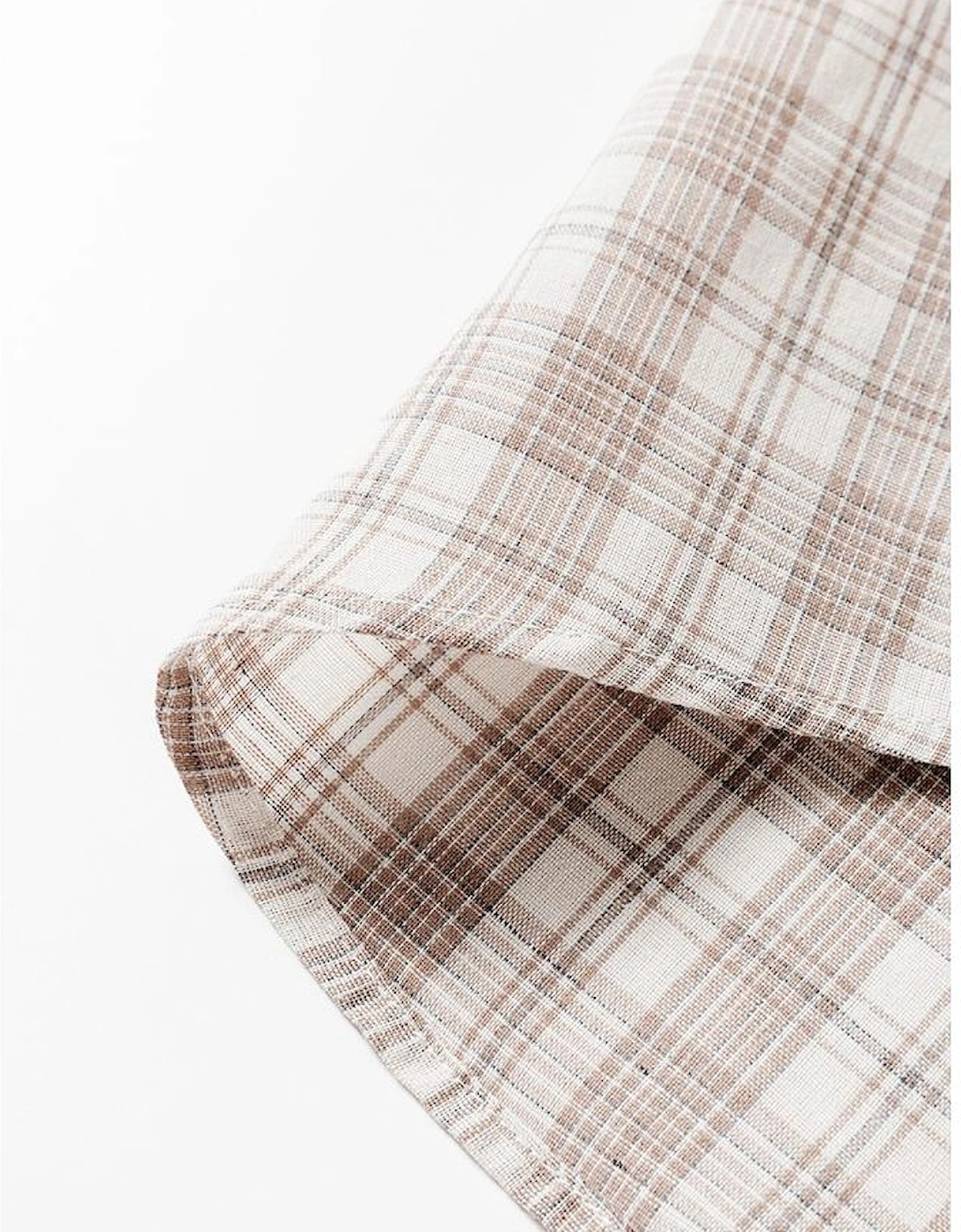 Khaki Checkered Print Loose Fit Buttoned Hooded Shacket