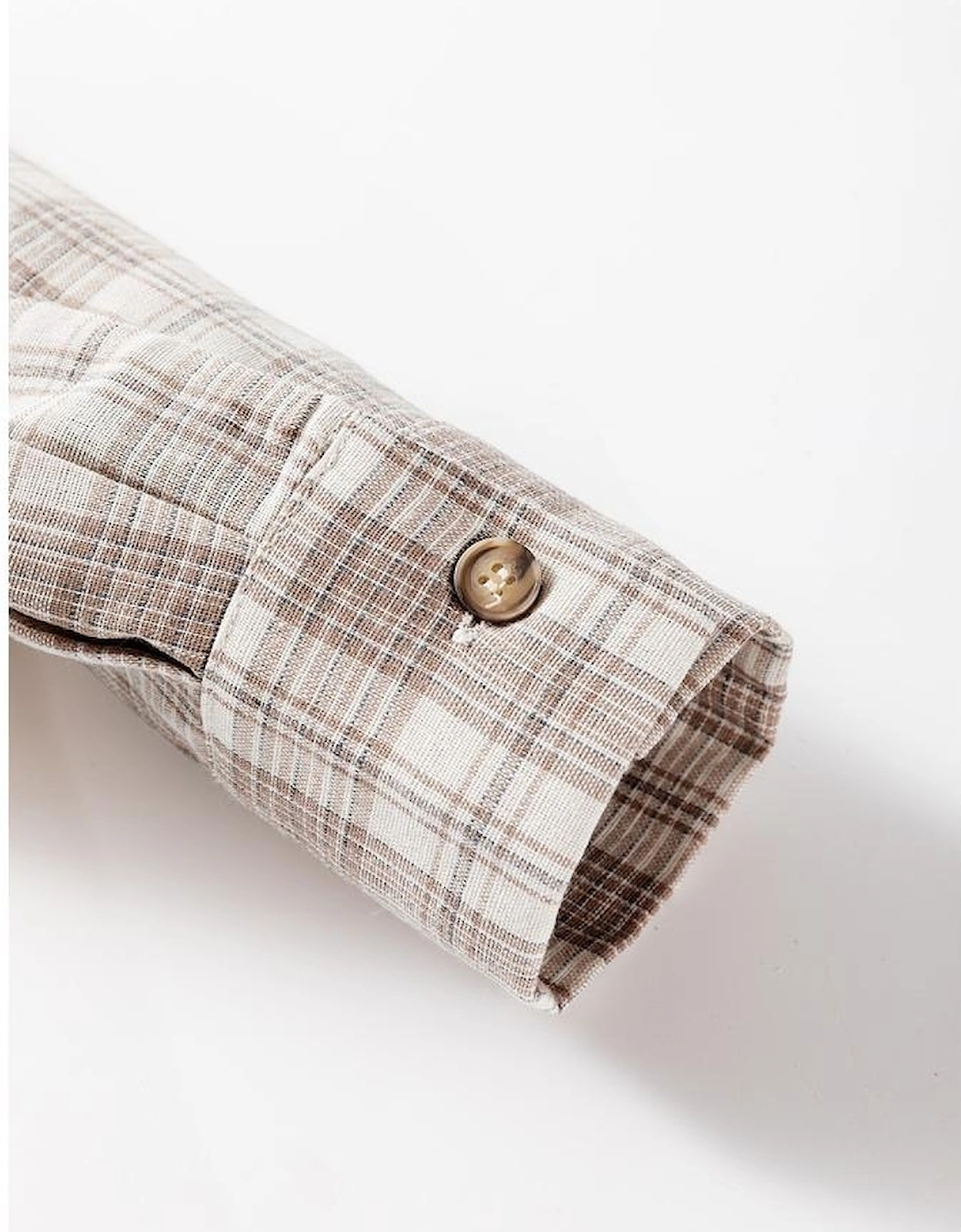 Khaki Checkered Print Loose Fit Buttoned Hooded Shacket