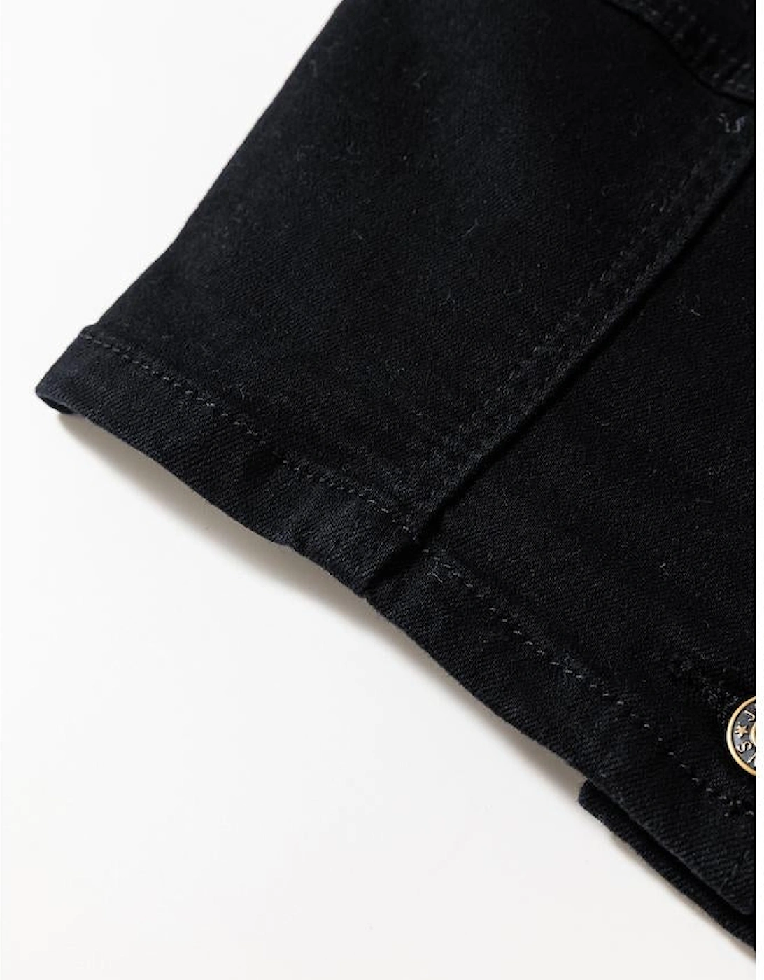 Black Acid Wash Buttoned Cropped Slim Denim Tank Top