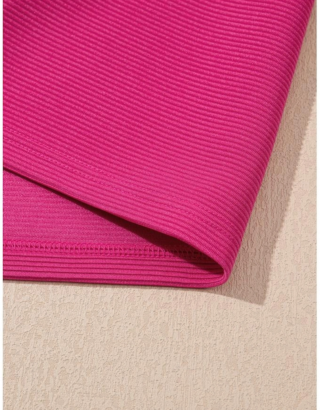 Strawberry Pink Striped Detail Flutter Sleeve Zipped Collar Short Set