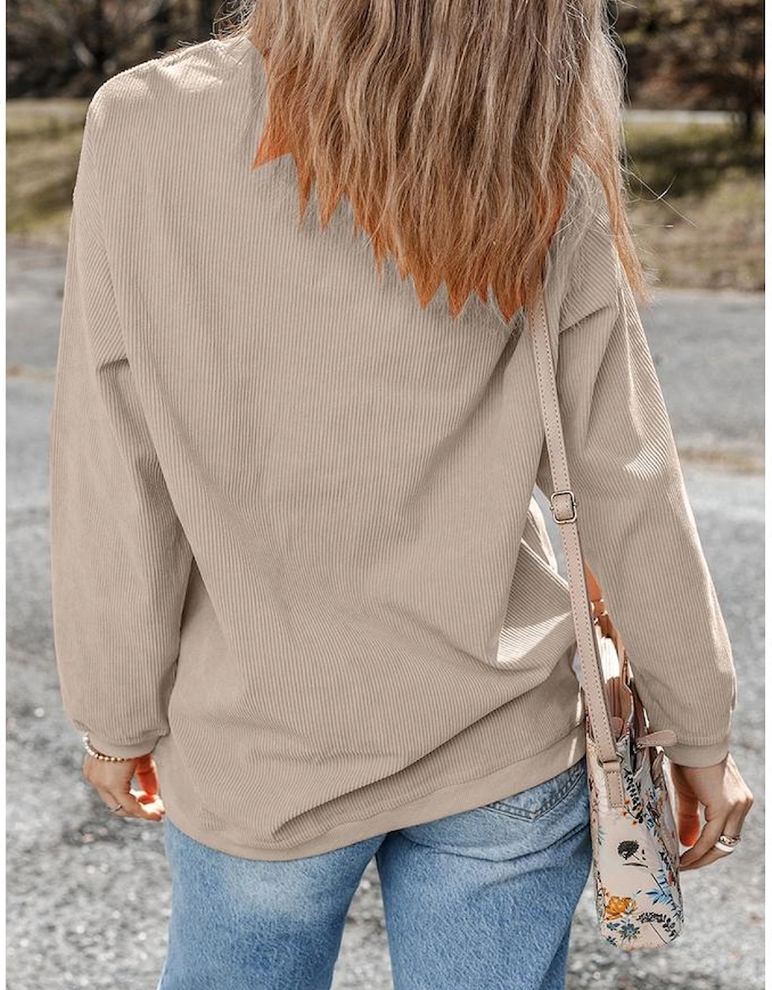 Smoke Gray Twisted Rib Texture game day Rugby Embroidered Baggy Sweatshirt