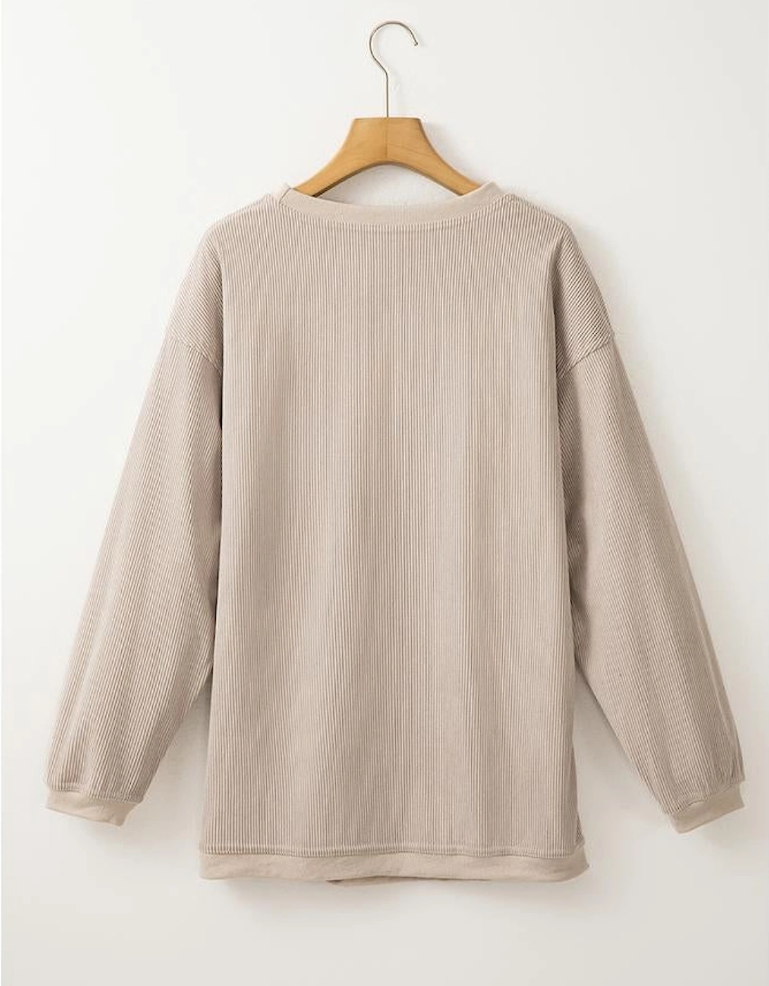 Smoke Gray Twisted Rib Texture game day Rugby Embroidered Baggy Sweatshirt