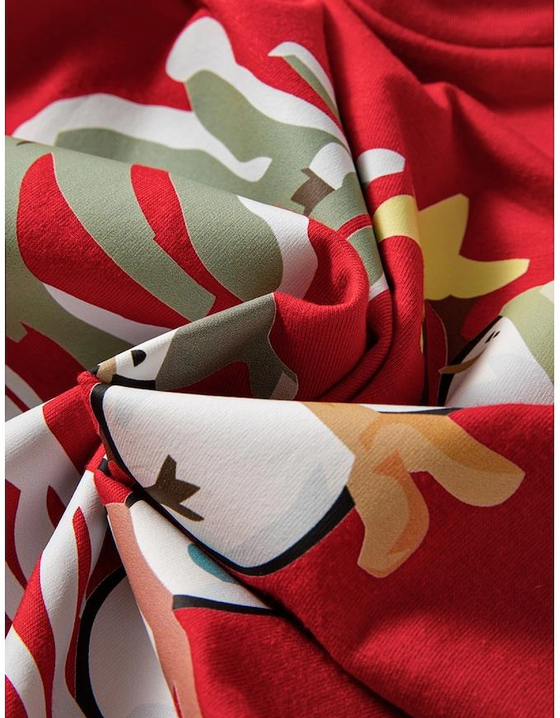 Red Christmas Tree Snowman Printed Crewneck T Shirt