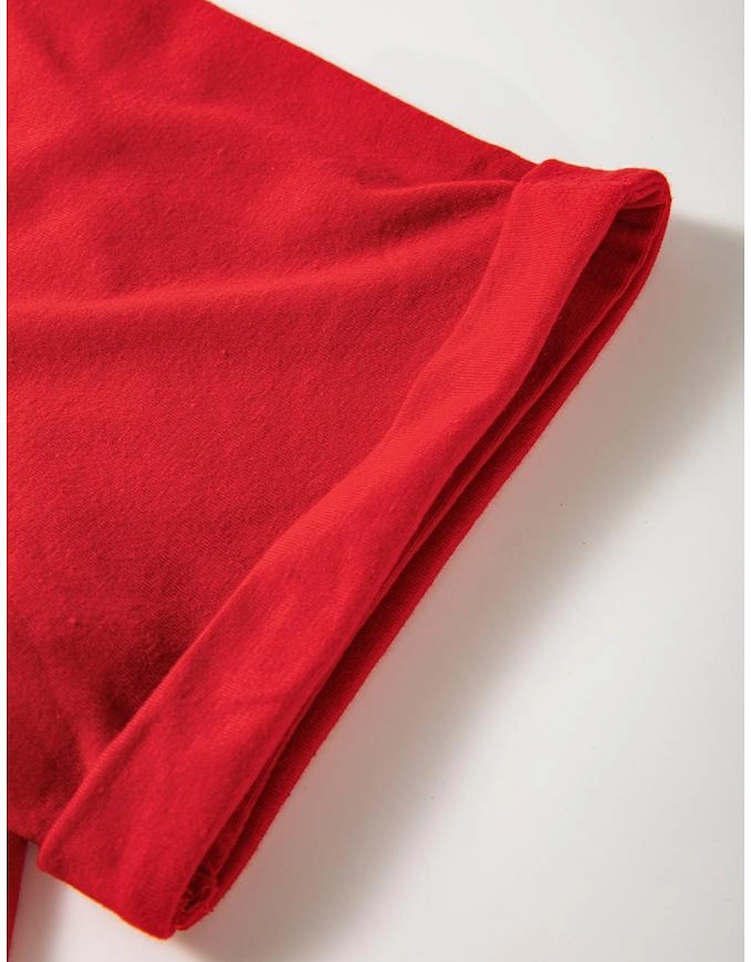 Red Christmas Tree Snowman Printed Crewneck T Shirt