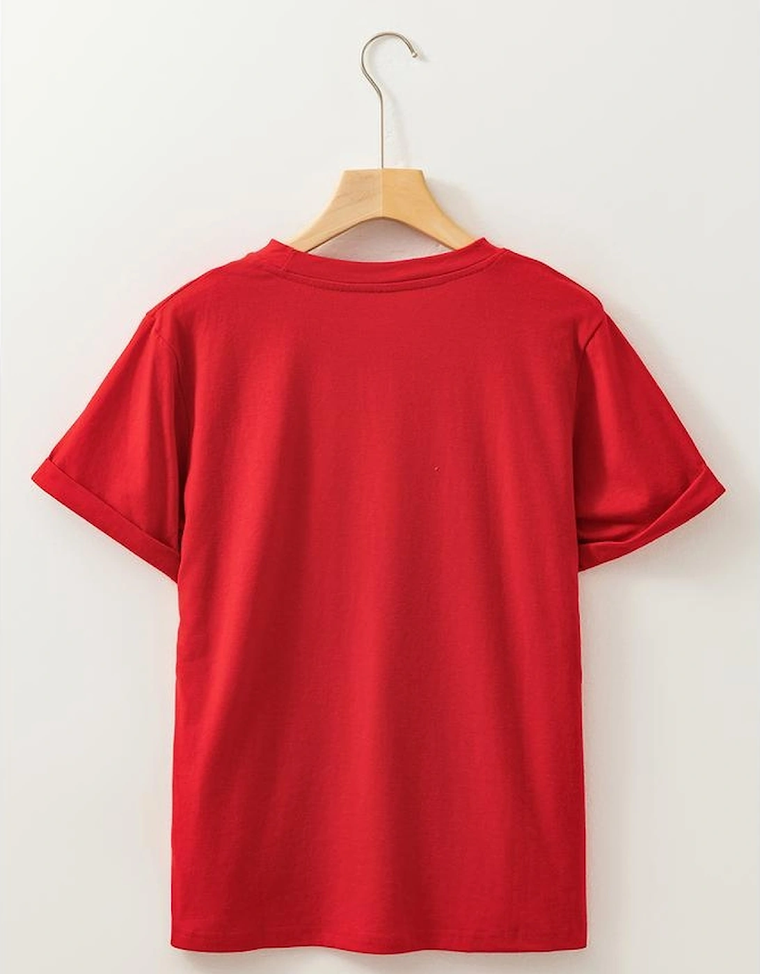 Red Christmas Tree Snowman Printed Crewneck T Shirt