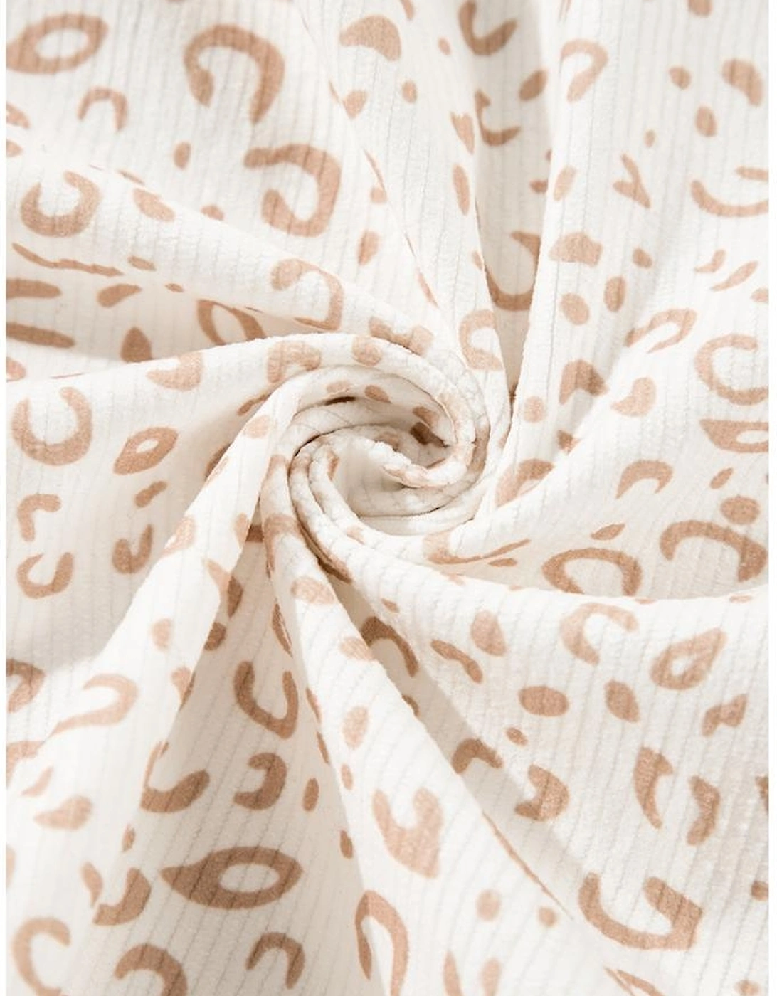 Beige Leopard Print Flap Pockets Buttoned Corduroy Shacket