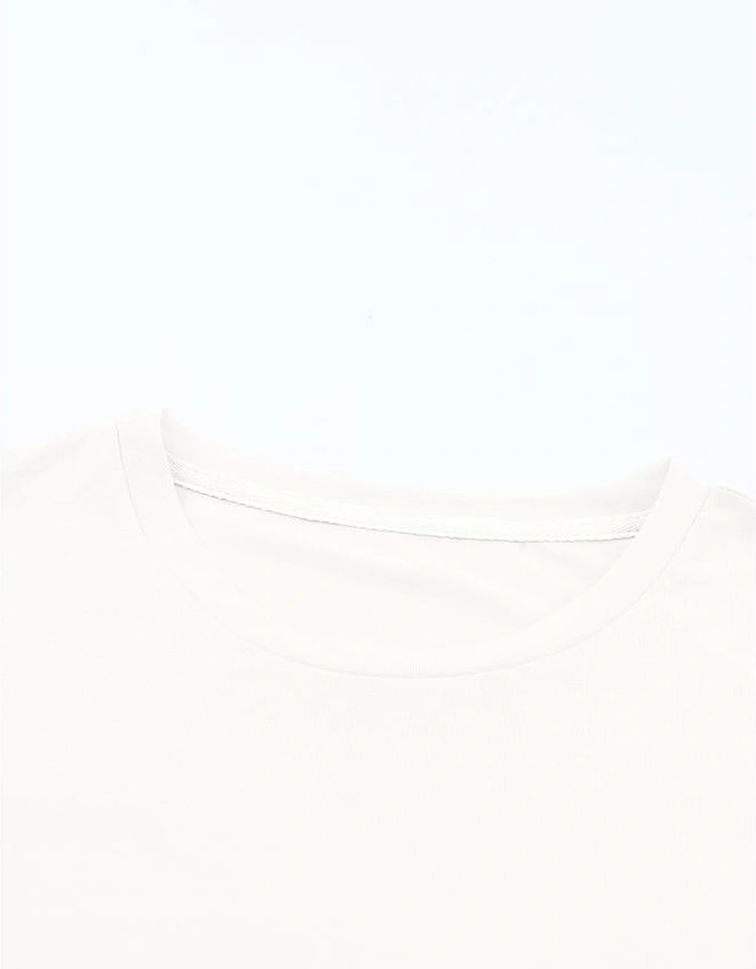 White Casual Plain Crew Neck Tee