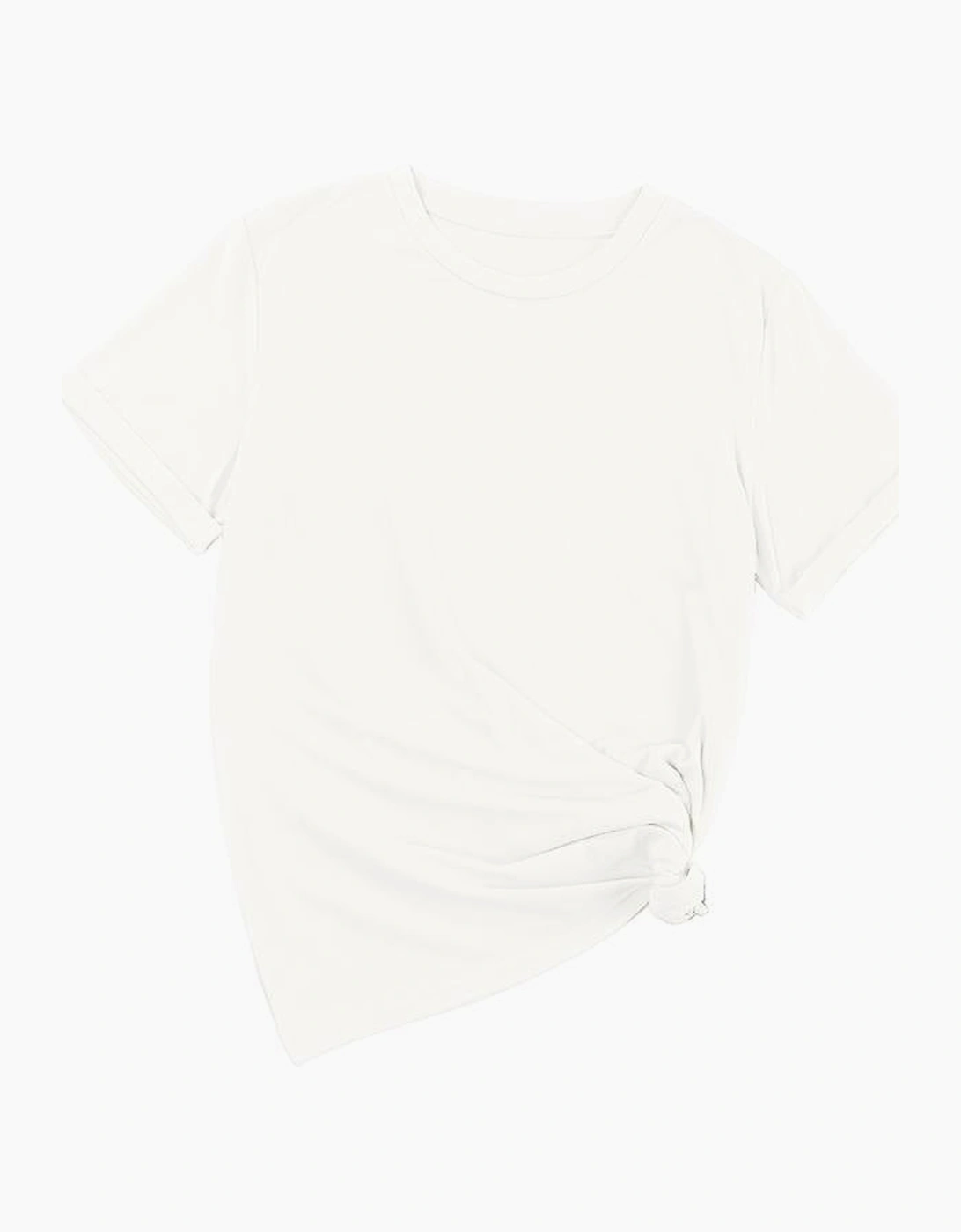White Casual Plain Crew Neck Tee