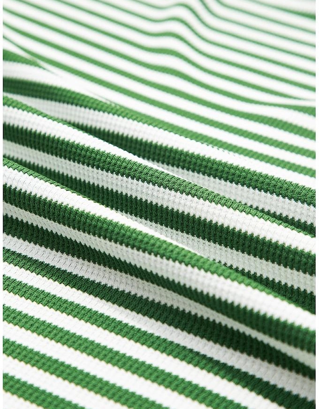 Green Stripe Exposed Seam Patchwork Plus Size Thermal Top