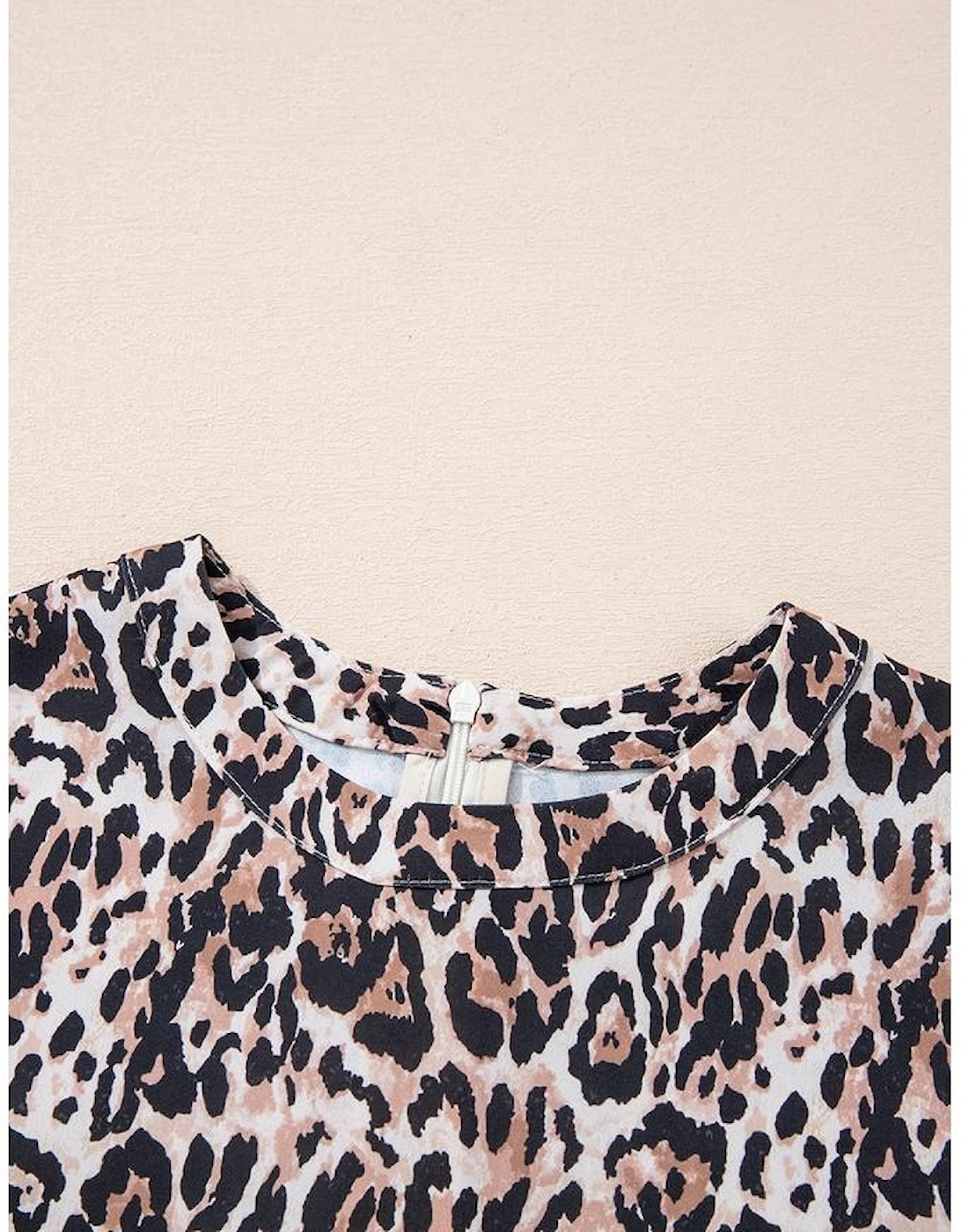 Brown Leopard Print Crew Neck Shift Short T Shirt Dress