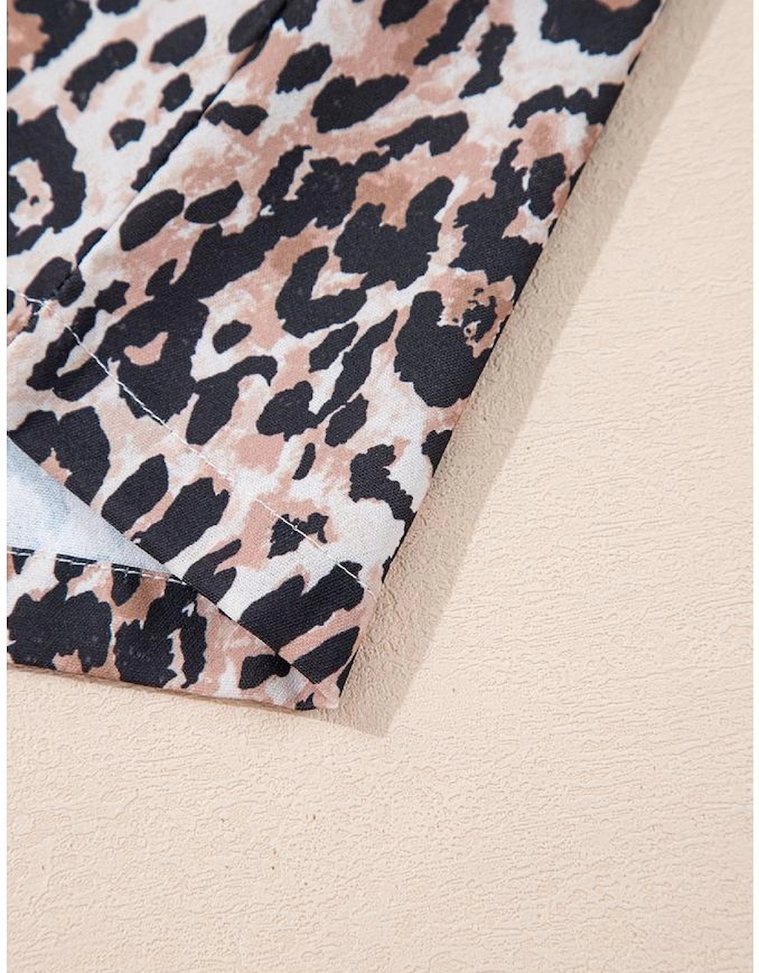 Brown Leopard Print Crew Neck Shift Short T Shirt Dress